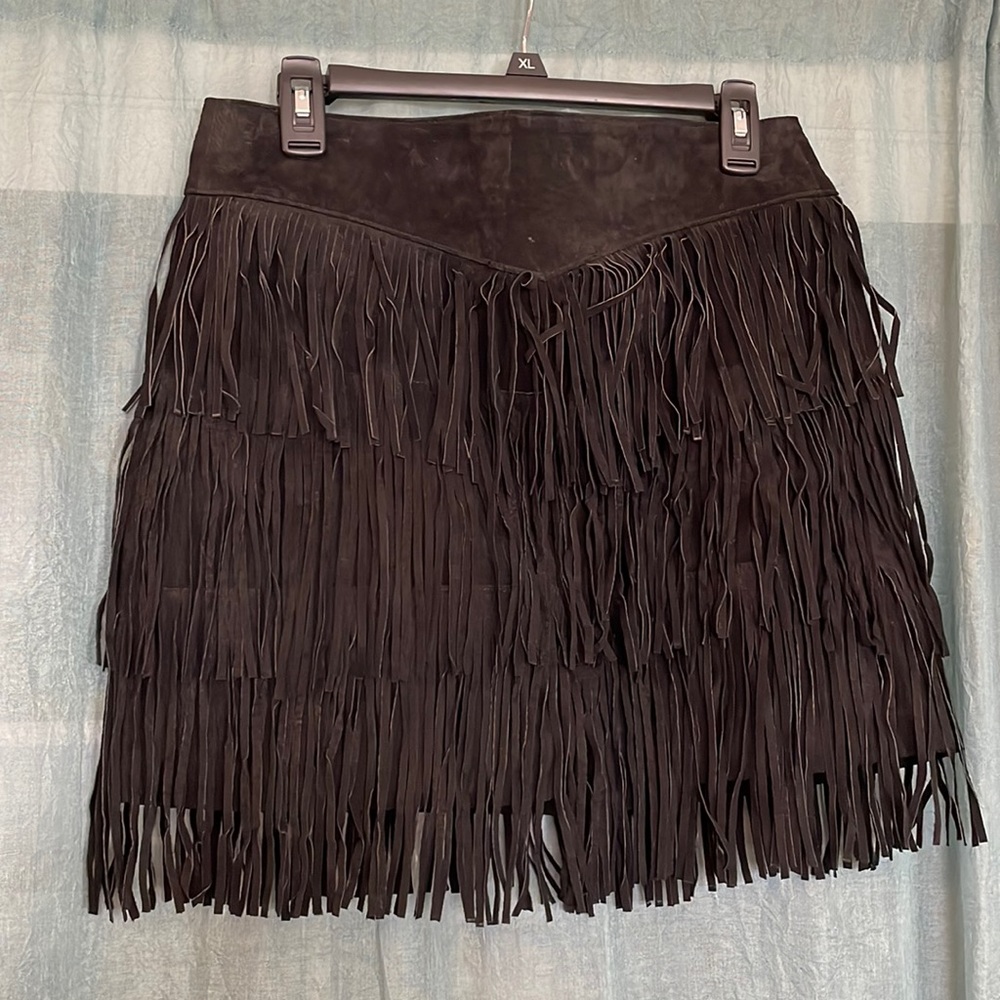 Scully fringe suede skirt